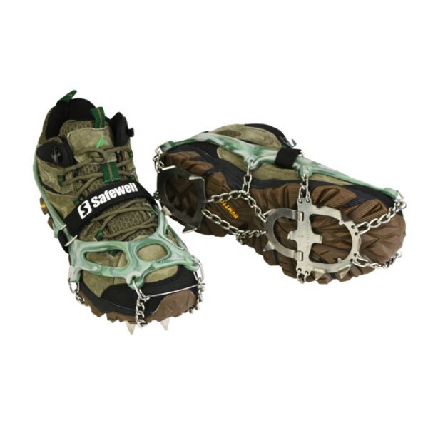 Anti-Slip Whole Stainless Steel Chain Silicone Hiking Climbing Ice Grippers Crampons For Shoes Winter