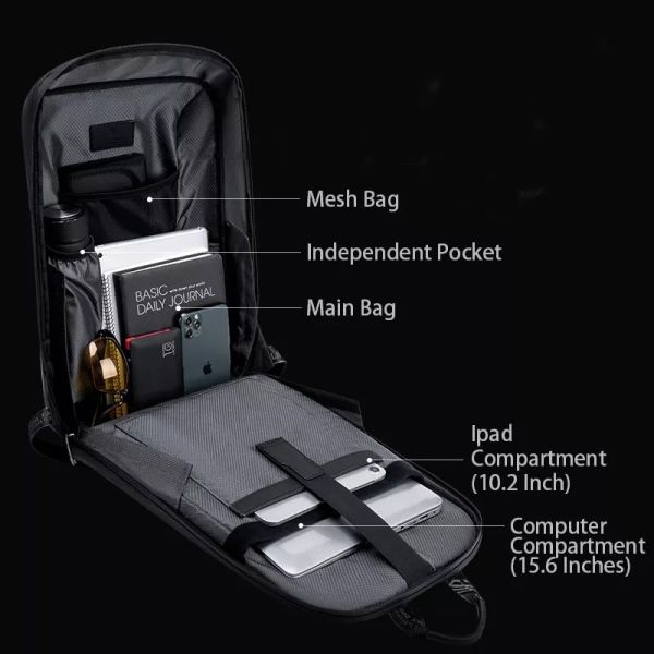 EVA Hard Case Waterproof Business Backpack With Usb Charging Port Polyester