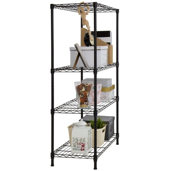 Black Epoxy Office Book Rack Unit / Mobile Metal Storage Shelves