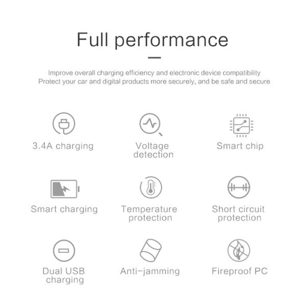Single Port 3.4A Smart Charging Mobile Phone RT18 USB Car Charger