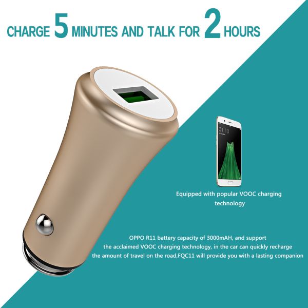 3.6A 18W FAST USB CAR CHARGER with Monitoring Aluminum Alloy Multi colors for OPPO and smart phones