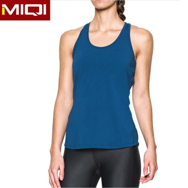 Mesh Vests Gym Dark Blue Miqi Open Back Yoga Tank Top