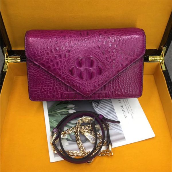 Exotic Alligator Skin Women Small Clutch Bag Genuine Crocodile Leather Female Envelop Purse Lady Cross Shoulder Bag