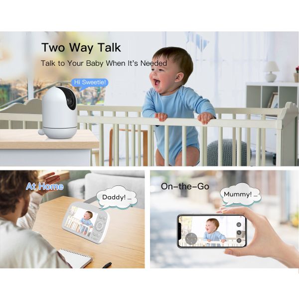 1080P Video Baby Monitor With Split Screen Surveillance Cameras For Home Security