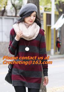 China Large Women Warm Winter Long Striped Shawl Wrap Tassel Scarf Thick Wool Crochet Scarves on sale