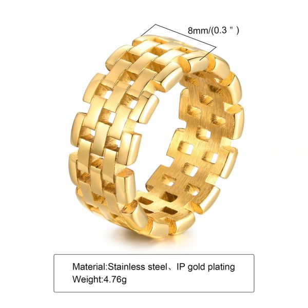 Wedding Stainless Steel Rings 8mm Gold Plated Third Party Appraisal With Hollow Styles