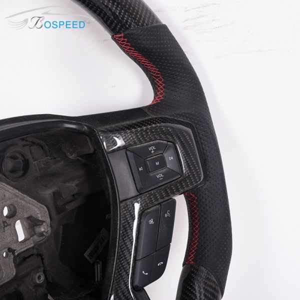 Sports Twill Gloss Ford Carbon Fiber Steering Wheel Raptor Red Leather