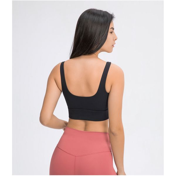 Latest U-Shaped Elastic Women Sports Bra Wide Strap Female Fitness Tank Top With Pad
