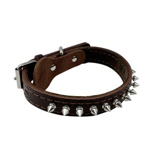 Cheap Durable Stylish Secure Adjustable Spiked Genuine Leather Dog Collar wholesale