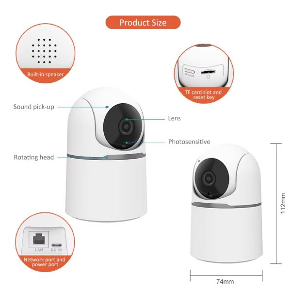 Smart Home CCTV Auto Tracking Wireless PTZ Network IP Dome Camera Wifi Baby Monitor Mini Baby Camera