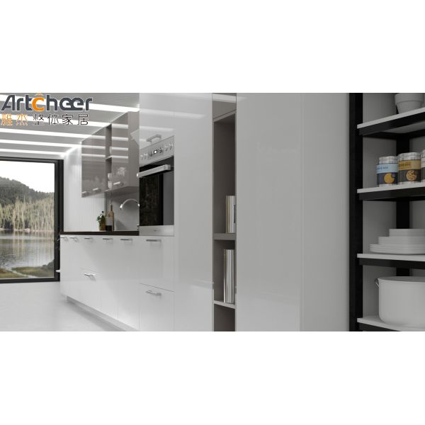 Smart Luxury Style Kitchen Cabinet Furniture White Island Set With Modern Design