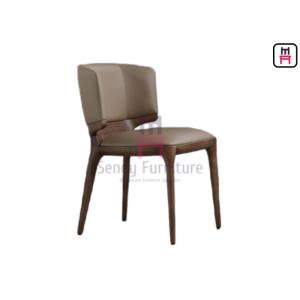 Buy cheap Grey Leather Upholstered Wood Restaurant Chair Without Armrests from wholesalers