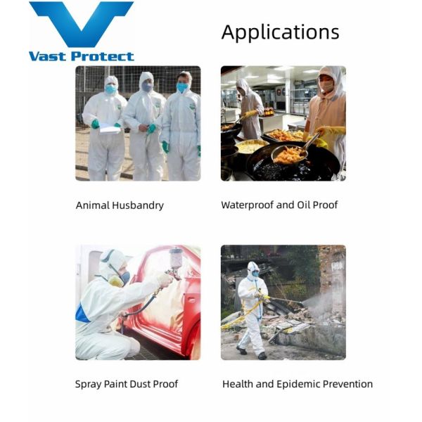 En ISO 13982 Disposable Breathable Soft Waterproof Microporous Protective Coverall