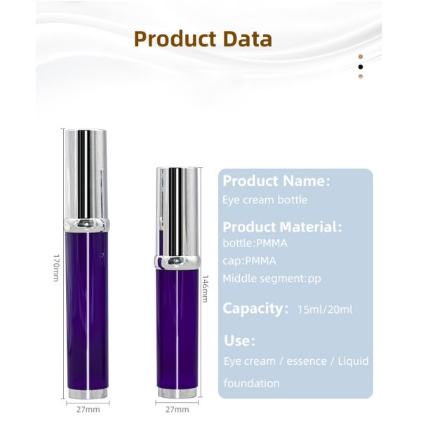 Acrylic Airless Vacuum Pump Bottle For Eye Cream Roller Ball Massage 15ml 20ml