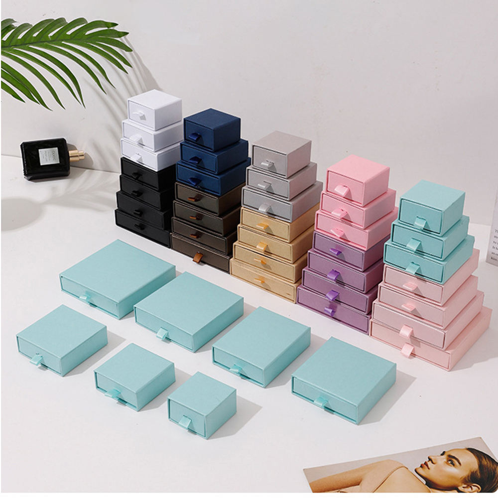 Custom Logo Sliding Drawer With Foam Tray Necklace And Bracelet Gift Box Jewelry Packaging Box