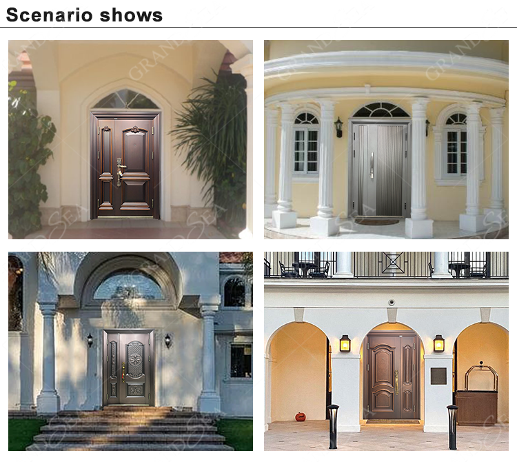 Grandsea Entrance Luxury Double Front Armored Steel Exterior Turkish Others Porta Security Door for Home