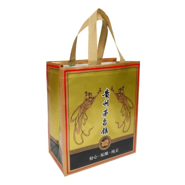 Waterproof Custom Printed Logo Gift Wrapping Tote Bags Die Cut Handle Holder Single Wine Bottle Bag