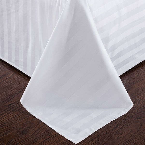 Fabric Count 40 Popular Pure 100% Cotton Satin Bed Sheet White Suitable Linen Bedding Sets