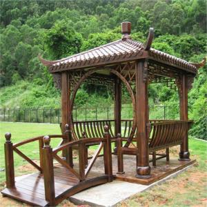 Cheap Square Garden Wooden Pavilion Gazebo Hexagon Pergola Grey 2.6m wholesale