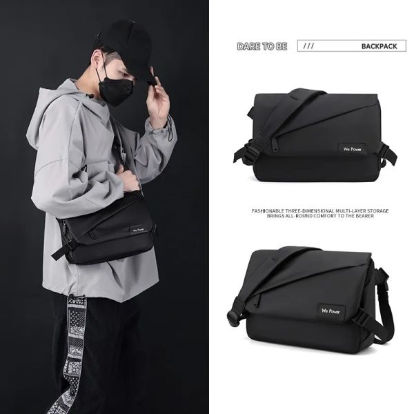 Mens Black Laptop Shoulder Messenger Bag Large Washable Sling Cross Shoulder Side Bag