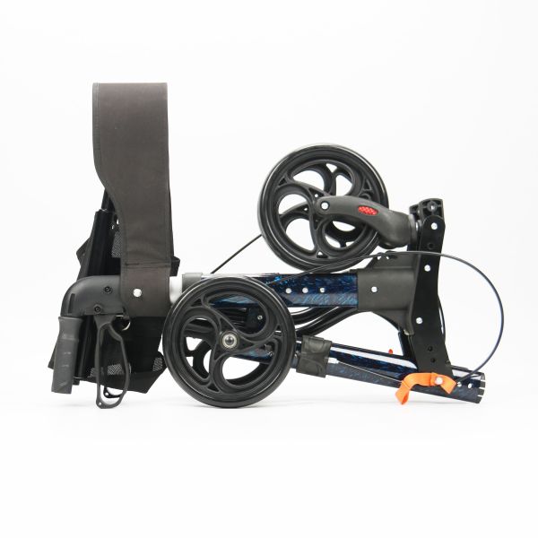 Foldable Aluminum Shopping Walker Walking Aid With Bag Crutch Place Holder Wire Brake Handle