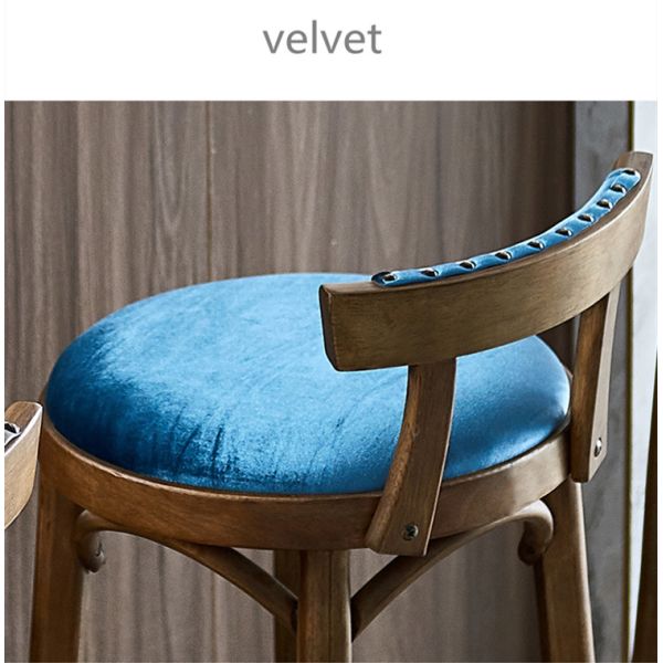 Nordic Leather Rustic Wood Bar Stools Counter Height Classic Leather Pu