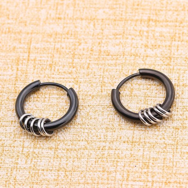 Cool Men Jewelry Accessories Small Buckle Ring Hanging Stainless Steel fashion earring findings jewelry Hoops earring