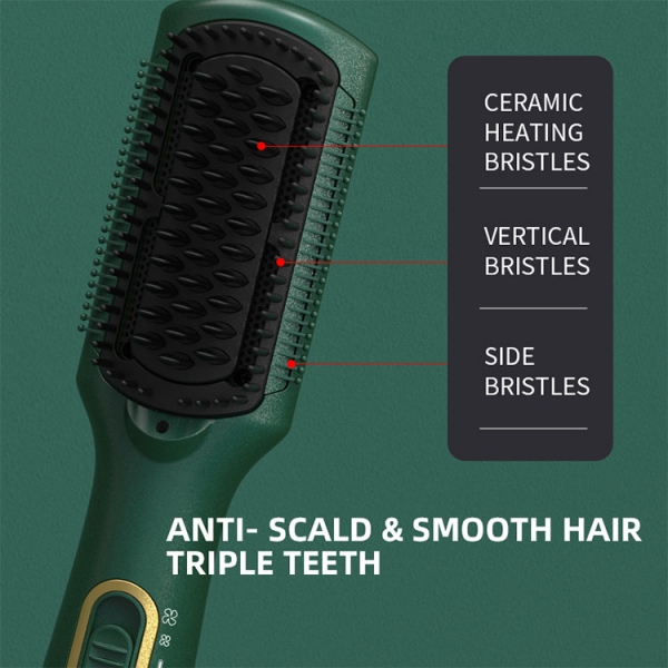 Negative Ions Electric Straightening Brush Ceramic Straightener Hot Air Curly Hair Brush