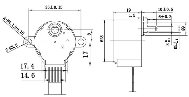 Efficient 28mm High-Torque 28BYJ48 Unipolar 4 phases 64:1 ratio geared reducer stepping motor 0