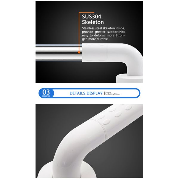 Anti Slip ABS Bathroom Safety Handles , Wall Mounted White Bathroom Grab Bars