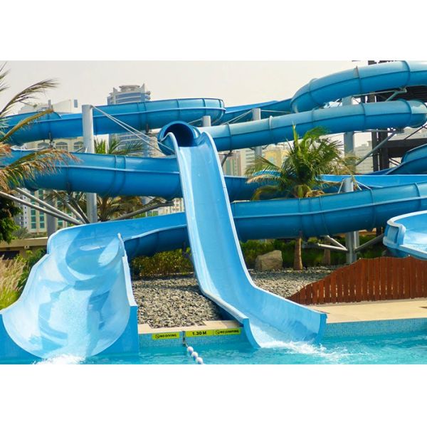 Swimming Pool Fiberglass Water Park Slide For Adult High Safety
