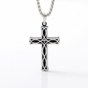 Cheap New stainless steel jewelry with fashionable and personalized patterns, hollowed out necklace, simple men's cross pendant wholesale