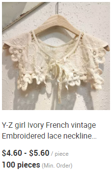 Y-F Hand Crochet Baby Girls Lotus Ruffle Lace Doll Neck Fake Collar for Girls