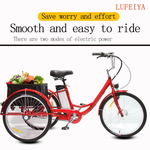 24 Inches Pink Multifunctional Adult Tricycle With Passenger Seat Removable