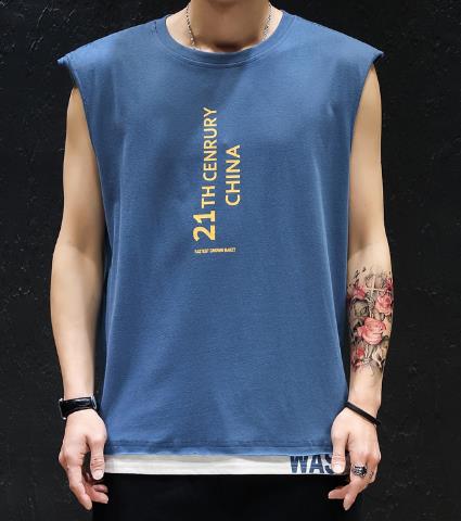 Oem Apparel Manufacturers Men'S Round Neck Loose Sleeveless Vest Print Vest T - Shirt
