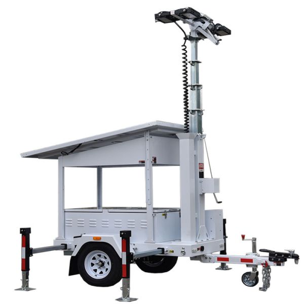 Portable Solar Light Tower Tilt 90° Electric Surveillance Light Tower Outdoor Light Tower