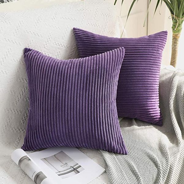 Car Solid Pattern Corduroy Decorative Square Throw Pillow Cover Cushion Pillowcase