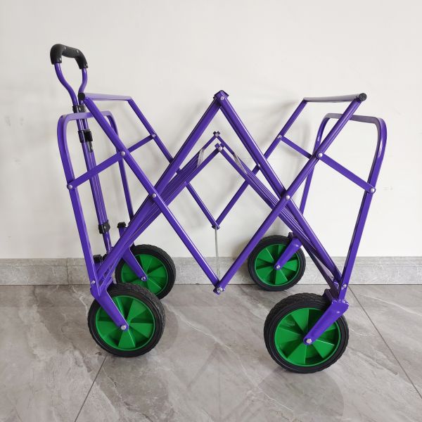 Folding Wagon Stroller Retractable Handle Practical Camping Cart Custom Wheel