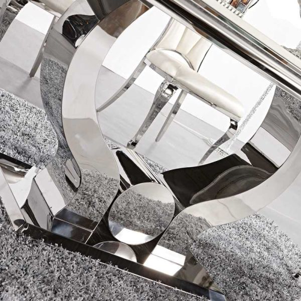 Stainless Steel Frame Heavy Metal Base Dining Table 115KGS OEM L200xW100xH75cm