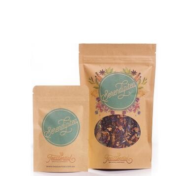 Zipper Custom Printing Heat Sealing Kraft Paper Bags With Window For Tea