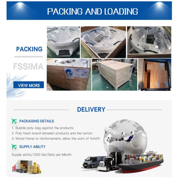 5 Foot Rectangular 2 Person Corner Bathtub 1700x650mm With Video