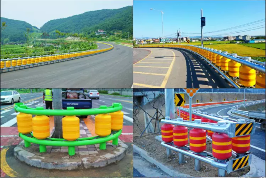 Road Traffic Safety ISO Standard PU and PVC Safety Roller Guard Rail Rolling Barrier