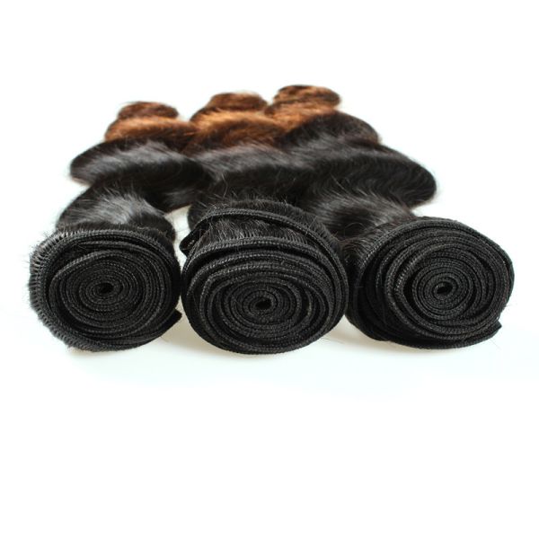Body Wave virgin peruvian human hair weft color ombre color 1B/30