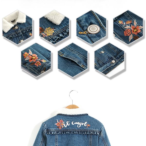 Fashion Casual Kids Denim Clothes Girls Denim Jackets With Sherpa Lining