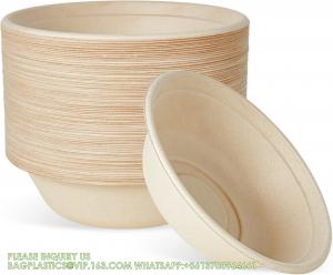 China 32 Oz Disposable Paper Bowls, Biodegradable Soup Bowls Natural Bagasse, Eco-Friendly Sugarcane Bowls For Salad on sale