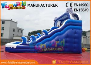 Cheap Fire Retardant Outdoor Inflatable Water Slides / Double Lane Slip And Slide wholesale