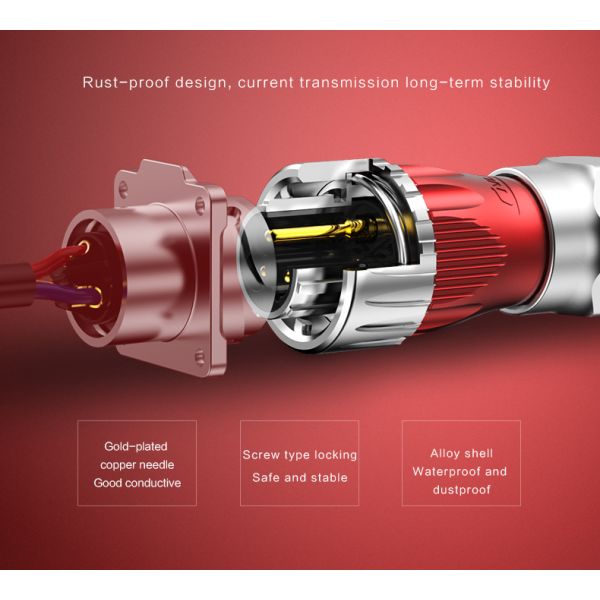 CNLINKO M20 12 Pin Connector Male Female Round Power Cable Plug Socket Waterproof Led Cable Connector Female Pin Connector