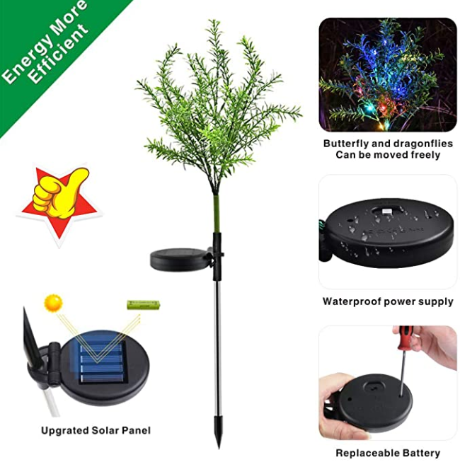 Color Changing 15 Leds 0.12W Solar Garden Tree Lights