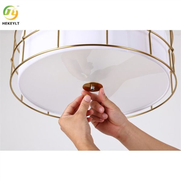 Fabric Semi Flush Mount LED Ceiling Light For Home Hotel