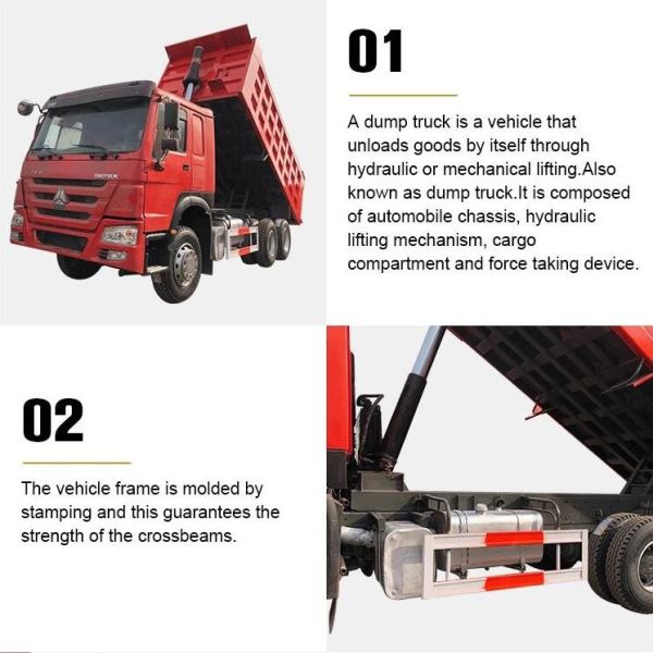 6x4 336HP 375HP Used Howo Trucks , Red Used Howo Tipper Trucks
